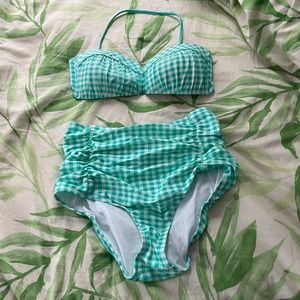 NWOT Lauren James high waisted gingham bikini set